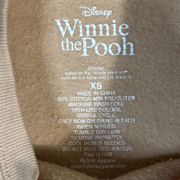 Disney Winnie the Pooh Graphic Sweatshirt Women's XS Beige Crewneck Pullover - Picture 3 of 6
